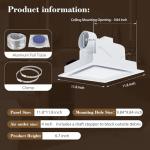 Gopper 12" Ultra Quiet Bathroom Exhaust Fan with 6500K LED Light, 1.0 Sone 120 CFM, 10x10 Mount, 1500 LM Ceiling Ventilation Fan, Energy Efficient