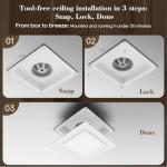 Gopper 12" Ultra Quiet Bathroom Exhaust Fan with 6500K LED Light, 1.0 Sone 120 CFM, 10x10 Mount, 1500 LM Ceiling Ventilation Fan, Energy Efficient