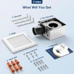 Amico Bathroom Exhaust Fan, 1.0 Sones, 110 CFM, Low Noise, Household Bath Ventilation Fans, Ceiling Mounted, No Attic Access Needed, Easy to Install- ETL & FCC Certified