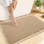 Smiry Waffle Bath Mat 30x20, Extra Soft Absorbent Bathroom Rugs, Non Slip Machine Washable Quick Dry Bath Rugs for Bathroom Floor, Tub, Shower, Home Decor Accessories, Brown