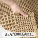 MIULEE Set of 2 Waffle Bathroom Rugs, Boho Bath Rugs Non Slip Washable, Super Absorbent Bath Mats, Ultra Soft Rubber Backed Shower Mats for Bathroom Floor, Tub and Shower, Brown, 18x30 Inch