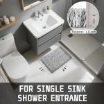 Yimobra Bathroom Rugs Non Slip Washable, Ultra Soft and Water Absorbent Bath Mats, Plush Fluffy Shower Mat Outside, Microfiber Thick Matts for Bathroom Floor/Sink, 24x17, Light Gray and White