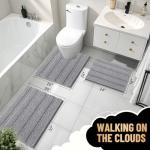 OLANLY Thick Bathroom Rugs 30x20, Extra Soft Absorbent Chenille Striped Bath Rugs, Rubber Backing, Machine Wash Dry, Bath Mats for Bathroom Floor, Tub and Shower, Home Decor Accessories, Grey