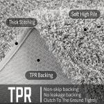 Yimobra Bathroom Rugs Non Slip Washable, Ultra Soft and Water Absorbent Bath Mats, Plush Fluffy Shower Mat Outside, Microfiber Thick Matts for Bathroom Floor/Sink, 24x17, Light Gray and White