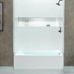 WOODBRIDGE 60” x 32” Four-Piece Direct-to-Stud Alcove Tub Surround with Right-Drain Hole Soaking Bathtub Combo in White