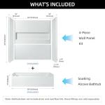 WOODBRIDGE 60” x 32” Four-Piece Direct-to-Stud Alcove Tub Surround with Left-Drain Hole Soaking Bathtub Combo in White