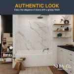 Bath Tub Surround Kits – Waterproof Wall Panels for Tubs – Glossy Finish & Seamless Pattern – Easy to Install Over Any Surface – Leakproof Design (W60'' x D32'' x H60'') – Glacier