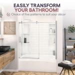 Noah William Home Lightweight Polystyrene Tub Wall Surround D32 x W60 x H58 - Waterproof, Easy-to-Install, Includes Two Shelf Units - Bathtub Wall Surround Panels, Subway Tiles Pattern