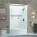 WOODBRIDGE 60” x 32” Four-Piece Direct-to-Stud Alcove Tub Surround with Right-Drain Hole Soaking Bathtub Combo in White