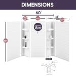 Noah William Home Lightweight Polystyrene Tub Wall Surround D32 x W60 x H58 - Waterproof, Easy-to-Install, Includes Two Shelf Units - Bathtub Wall Surround Panels, Subway Tiles Pattern