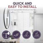 Noah William Home Lightweight Polystyrene Tub Wall Surround D32 x W60 x H58 - Waterproof, Easy-to-Install, Includes Two Shelf Units - Bathtub Wall Surround Panels, Subway Tiles Pattern