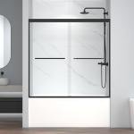 ENSO SENKA 60" W x 58" H Semi-Frameless Bypass Sliding Bathtub Shower Door, Easy-to-Clean Treated Clear Tempered Glass, Matte Black