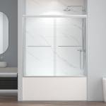 ENSO SENKA 60" W x 58" H Semi-Frameless Bypass Sliding Bathtub Shower Door, Easy-to-Clean Treated Clear Tempered Glass, Brushed Nickel