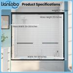 Tub Glass Shower Door, 56"-60" W x 57" H Sliding Shower Door, Aluminum Semi-Frameless & 1/4"(6mm) Clear Tempered with Explosion-Proof Film Nano Coating Shower Door Fit for Bathtub, Matte Black