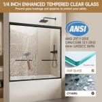 Sliding Bathtub Shower Door, 56-60" W x 57" H Glass Shower Door, Matte Black Aluminum Frame with Stainless Steel Towel Bar