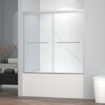 ENSO SENKA 60" W x 58" H Semi-Frameless Bypass Sliding Bathtub Shower Door, Easy-to-Clean Treated Clear Tempered Glass, Brushed Nickel