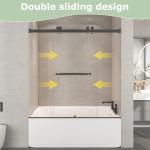 EPXMKX 54"-60" W x 60" H Frameless Bathtub Shower Door, Double Sliding Shower Door,5/16"(8mm) Clear Tempered Glass,Bathtub Glass Door with Explosion-Proof Film (Matte Black 60" Wx60 H)