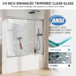 56-60" W x 57" H Sliding Bathtub Shower Door, Chrome Aluminum Frame Glass Shower Door with Stainless Steel Towel Bar