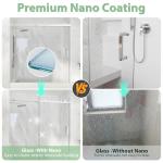 KPUY Frameless Sliding Bathtub Door, 55-60" W x 60" H Tub Shower Door, 1/4" (6mm) Thick Tempered Clear Glass with Explosion-Proof Film Nano Coating, Brushed Nickel