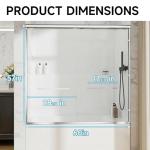 56-60" W x 57" H Sliding Bathtub Shower Door, Chrome Aluminum Frame Glass Shower Door with Stainless Steel Towel Bar