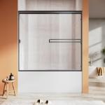 Bathtub Shower Door 56-60 in. W x 57 in. H, UCALAFEE Semi-Frameless Double Sliding Shower Door with 1/4" (6mm) SGCC Clear Tempered Glass, Silent Soft-Close & Anti-Leak Walk-in Shower Door, Matte Black