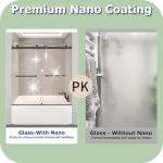 EPXMKX 54"-60" W x 60" H Frameless Bathtub Shower Door, Double Sliding Shower Door,5/16"(8mm) Clear Tempered Glass,Bathtub Glass Door with Explosion-Proof Film (Matte Black 60" Wx60 H)