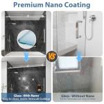 KPUY Tub Shower Door, 55-60" W x 60" H Frameless Sliding Bathtub Door, 1/4" (6mm) Thick Tempered Clear Glass with Explosion-Proof Film Nano Coating, Stainless Steel Frame, Brushed Nickel