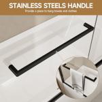 Sliding Bathtub Shower Door, 56-60" W x 57" H Glass Shower Door, Matte Black Aluminum Frame with Stainless Steel Towel Bar