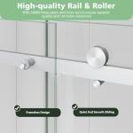 KPUY Frameless Sliding Bathtub Door, 55-60" W x 60" H Tub Shower Door, 1/4" (6mm) Thick Tempered Clear Glass with Explosion-Proof Film Nano Coating, Brushed Nickel