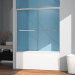 ENSO SENKA 60" W x 58" H Semi-Frameless Bypass Sliding Bathtub Shower Door, Easy-to-Clean Treated Clear Tempered Glass, Polished Chrome