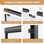 Bathtub Shower Door 56-60 in. W x 57 in. H, UCALAFEE Semi-Frameless Double Sliding Shower Door with 1/4" (6mm) SGCC Clear Tempered Glass, Silent Soft-Close & Anti-Leak Walk-in Shower Door, Matte Black