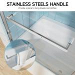 56-60" W x 57" H Sliding Bathtub Shower Door, Chrome Aluminum Frame Glass Shower Door with Stainless Steel Towel Bar