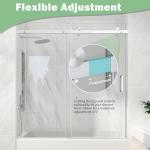 KPUY Frameless Sliding Bathtub Door, 55-60" W x 60" H Tub Shower Door, 1/4" (6mm) Thick Tempered Clear Glass with Explosion-Proof Film Nano Coating, Brushed Nickel