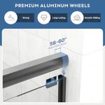Bathtub Shower Door - 58-60" W×59" H Adjustable Aluminum Frame - 1/4 Tempered Glass with Clear Anti-Explosion Film - 4 Aluminum Rollers - Sliding Glass Door for Tub