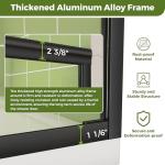 DELAVIN 56-60 in.W x 59 in.H Semi-Frameless Double Sliding Tub Shower Doors, Water Repellent Bypass Black Tub Door, SGCC Clear Tempered Bathtub Doors with Explosion-Proof Film