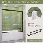 GETPRO Tub Shower Door Sliding 50-54 in. W x 58 in. H Semi-Frameless Bypass Double Sliding Bathtub Door for Bathroom,1/4 inch Clear Tempered Glass Tub Door Matte Black