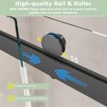 EPXMKX 54"-60" W x 60" H Frameless Bathtub Shower Door, Double Sliding Shower Door,5/16"(8mm) Clear Tempered Glass,Bathtub Glass Door with Explosion-Proof Film (Matte Black 60" Wx60 H)