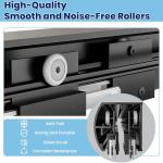 Tub Glass Shower Door, 56"-60" W x 57" H Sliding Shower Door, Aluminum Semi-Frameless & 1/4"(6mm) Clear Tempered with Explosion-Proof Film Nano Coating Shower Door Fit for Bathtub, Matte Black