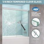 GETPRO Sliding Tub Shower Door 56-60 in. W x 58 in. H Semi-Frameless Bypass Double Sliding Bathroom Glass Door for Tub,1/4 inch Clear Tempered Glass Bathtub Door Brushed Nickel