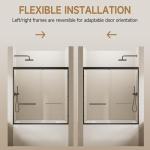 Sliding Bathtub Shower Door, 56-60" W x 57" H Glass Shower Door, Matte Black Aluminum Frame with Stainless Steel Towel Bar