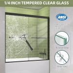 GETPRO Tub Shower Door Sliding 50-54 in. W x 58 in. H Semi-Frameless Bypass Double Sliding Bathtub Door for Bathroom,1/4 inch Clear Tempered Glass Tub Door Matte Black