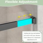 EPXMKX 54"-60" W x 60" H Frameless Bathtub Shower Door, Double Sliding Shower Door,5/16"(8mm) Clear Tempered Glass,Bathtub Glass Door with Explosion-Proof Film (Matte Black 60" Wx60 H)