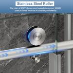 KPUY Tub Shower Door, 55-60" W x 60" H Frameless Sliding Bathtub Door, 1/4" (6mm) Thick Tempered Clear Glass with Explosion-Proof Film Nano Coating, Stainless Steel Frame, Brushed Nickel