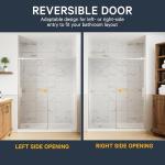 Semi-Frameless Sliding Bathtub Shower Door 56-60x58, Tempered Glass Shower Door, Corrosion Resistant Hardware, Smooth Glide Rollers, Reversible Installation, Leak-Proof Magnetic Lock (Brushed Nickel)