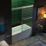 Woodbridge 56-60" W x 62" H Frameless Bathtub Shower Door,Double Sliding Soft-Close Doors,3/8(10mm) Tempered Glass with Explosion Proof Film in Brushed Nickel Finish