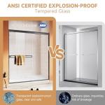Bathtub Shower Door 56-60 in. W x 57 in. H, UCALAFEE Semi-Frameless Double Sliding Shower Door with 1/4" (6mm) SGCC Clear Tempered Glass, Silent Soft-Close & Anti-Leak Walk-in Shower Door, Matte Black