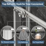 KPUY Tub Shower Door, 55-60" W x 60" H Frameless Sliding Bathtub Door, 1/4" (6mm) Thick Tempered Clear Glass with Explosion-Proof Film Nano Coating, Stainless Steel Frame, Brushed Nickel