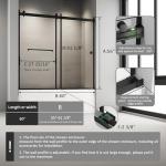 Bathtub Sliding Door, 55"-60" W x 56" H Tub Shower Door, Bathtub Glass Door Bathtub Double Sliding Shower Door Tempered Glass Explosion-Proof Film Stainless Steel Matte Black