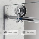 EPXMKX 55"-60" W x 63" H Bathtub Soft Closing Sliding Shower Door,Water Repellent Frameless Tub Shower Door with 5/16" (8mm) Nano Explosion-Proof Film Transparent Glass (Brushed Nickel 60" Wx63 H)