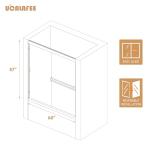 Bathtub Shower Door 56-60 in. W x 57 in. H, UCALAFEE Semi-Frameless Double Sliding Shower Door with 1/4" (6mm) SGCC Clear Tempered Glass, Silent Soft-Close & Anti-Leak Walk-in Shower Door, Matte Black